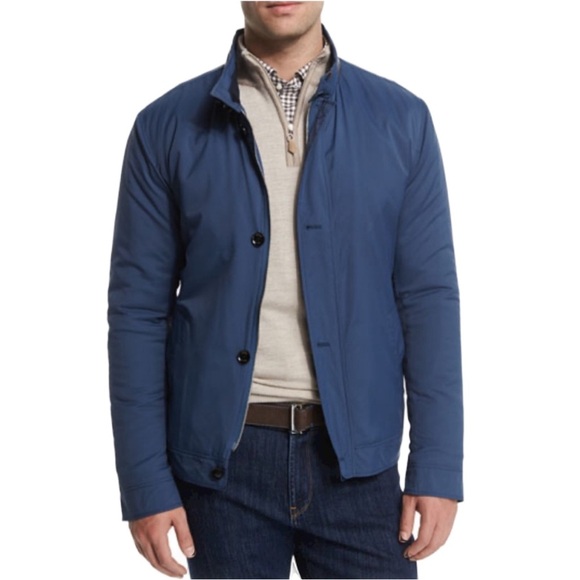 Peter Millar Collection Mayfair Full Zip Bomber Jacket Admiral Blue Sz Large NWT - Picture 1 of 3